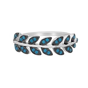 Sterling Silver Turquoise Leaf Band – Size 8 (Sample Piece)